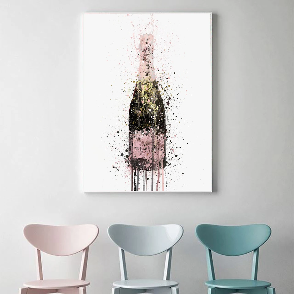 Home Decor Prints Painting Nordic Style Champagne Graffiti Pictures Wall Art Modular Canvas Poster Modern For Bedside Background