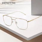 Оправа для очков ZENOTTIC мужская из чистого титана, оптическая оправа для коррекции зрения при близорукости, двойная перемычка, в стиле оверсайз