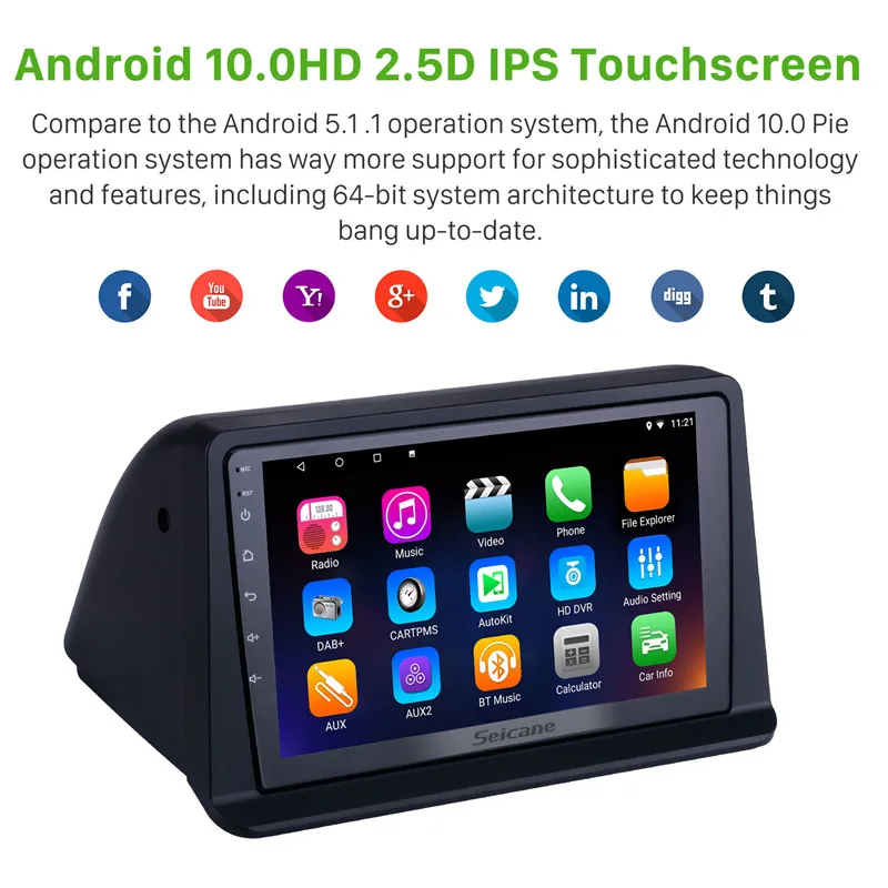 Автомобильный мультимедийный плеер Seicane Магнитола на Android 10 0 с GPS для Mitsubishi Pajero Gen2