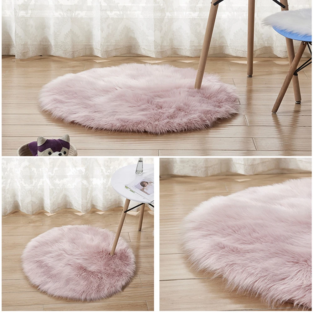 Меховая область Овцы лохматый коврик круглый ковер из искусственной овчины