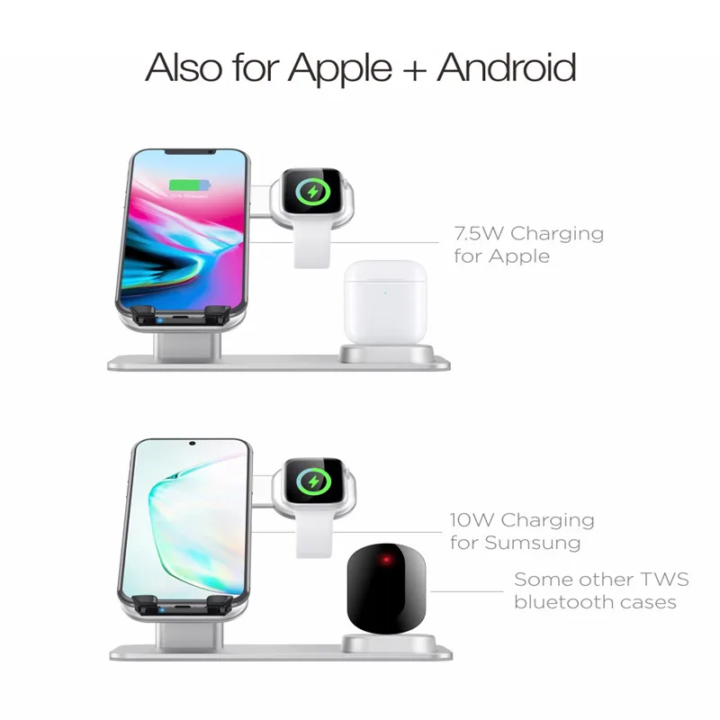 15 Вт быстрая Беспроводная зарядная док станция для samsung IPhone Qi подставка Apple Watch