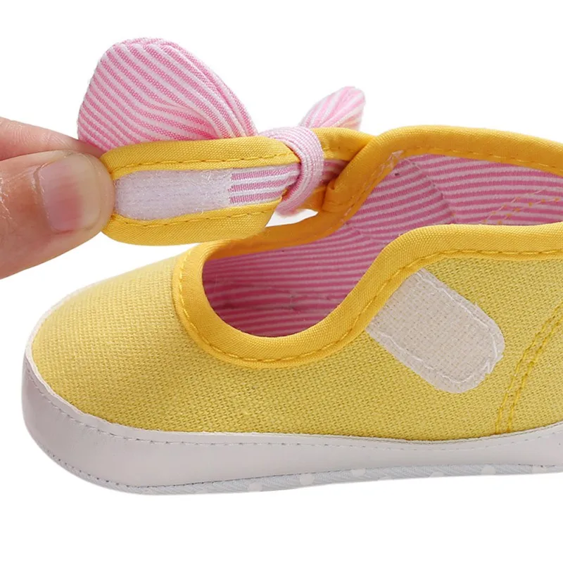 

Baby Shoes Classic Canvas Bow Cotton Baby Girl Shoes First Walker Fashion Stripe Cute Baby Girl Shoes Newborn