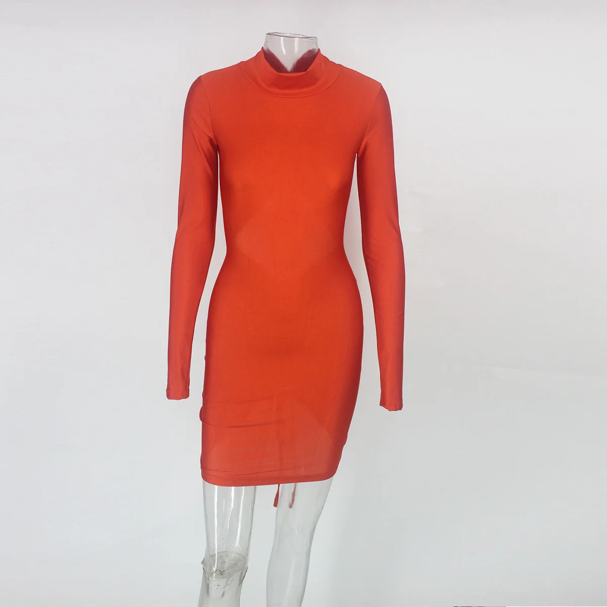 Женское мини-платье с открытой спиной длинным рукавом и вырезами | Женская одежда