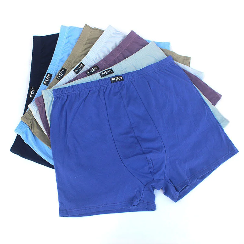 6pcs/Lot 6XL 5XL High waist 100%Cotton Underpants Men'S Boxers Underwear Men LooseFour Shorts Boxers Shorts Breathable Solid