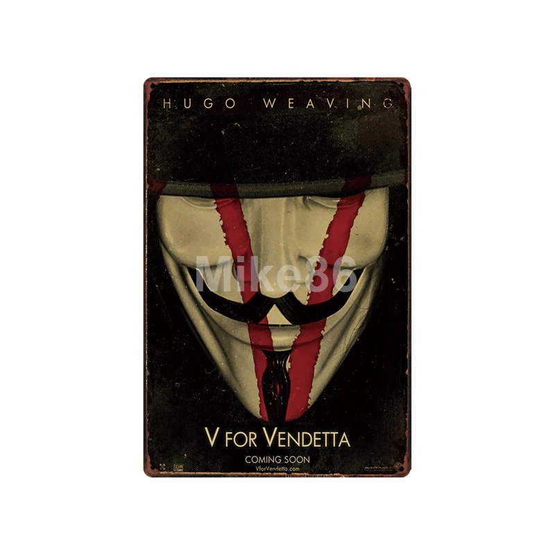 [Mike86] V для vendetta Movie винтажный металлический постер в пабе магазин ретро