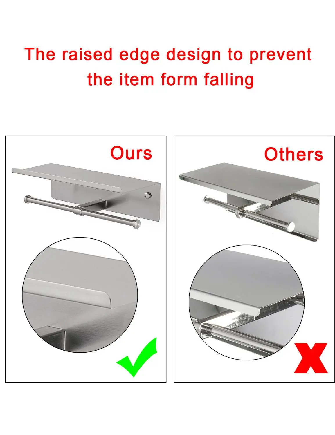 YUMORE Нержавеющая сталь Двухвалковая Бумага держатель настенный Аксессуары для