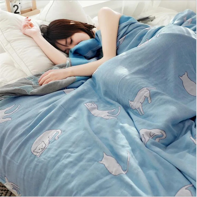 

Soft Bamboo Cotton Comforter Adult Blanket for Summer Air-condition Room Throw Blankets for Car Sofa 4 layer 150*200cm 200*230cm