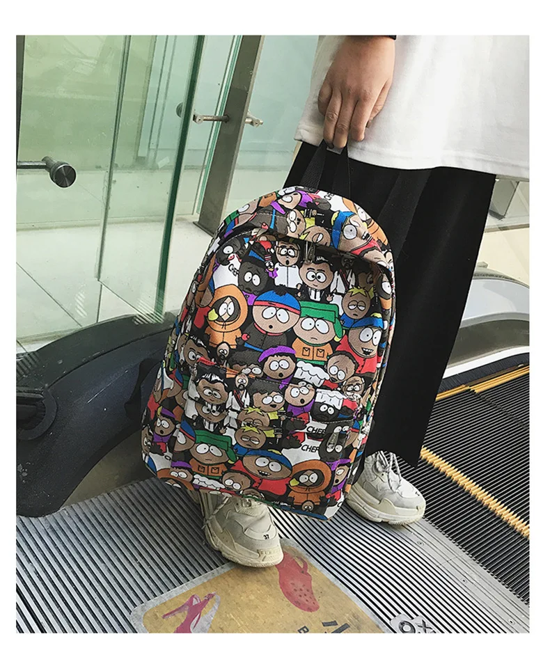 New backpack female cartoon alphabet doodle personality wild backpack men and women shoulder bag mochila