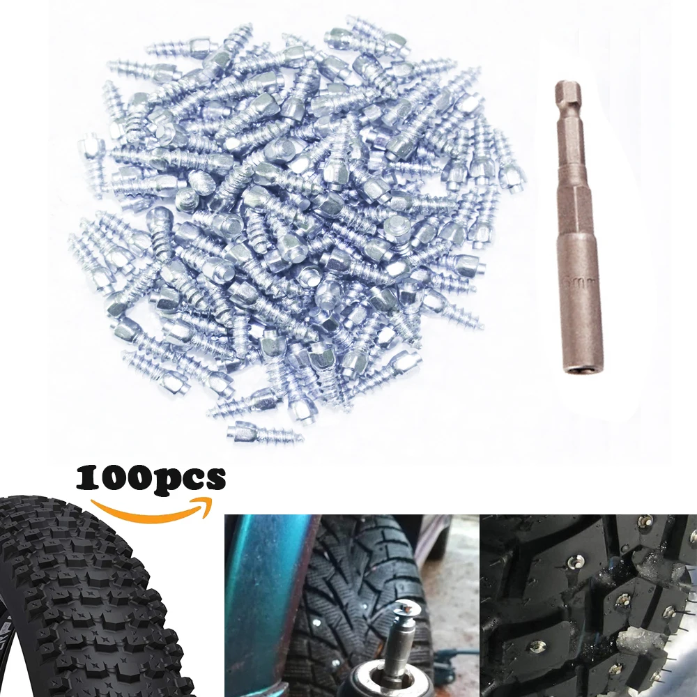 100pcs 12mm Screw Spikes Car Tires Studs Snow Wheel Tyre Pernos de Tornillo ATV Anti-Slip Motorcycle Winter For fatbike stud - купить по