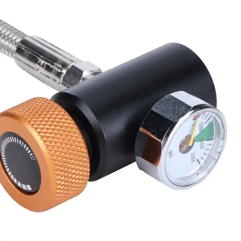 

CO2 Universal External Hose Adapter G5/8-14 24in Dual Valve Soda PTFE Hose with ASA3000psi Gauge