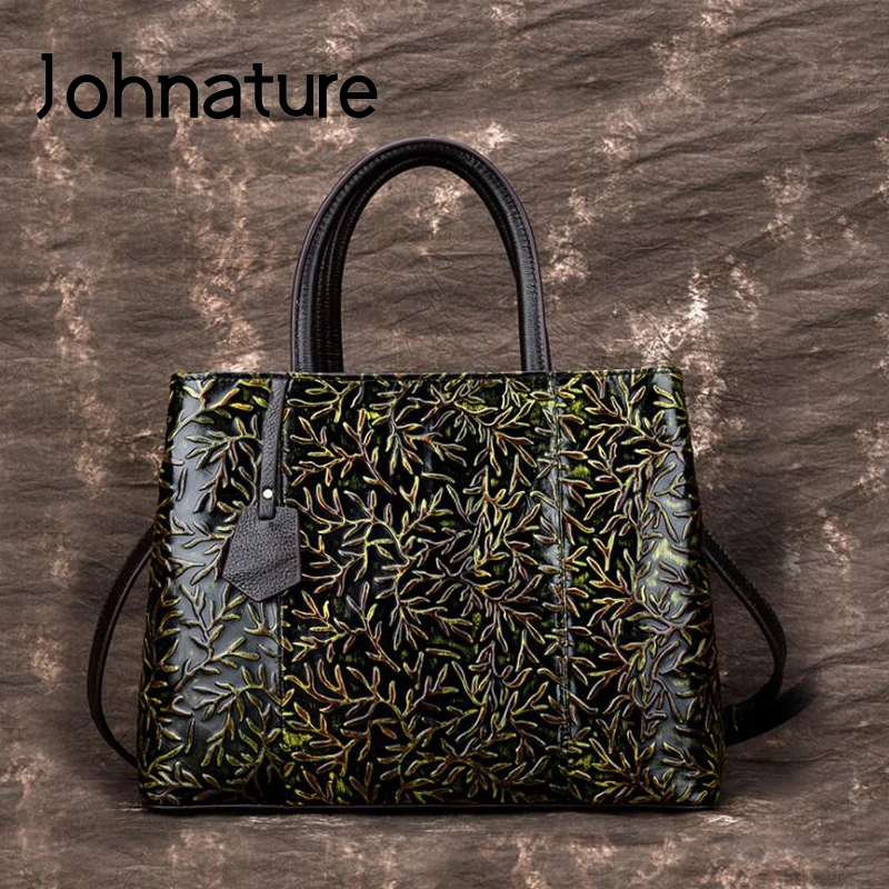 Женская винтажная Сумка тоут из натуральной кожи Johnature повседневная