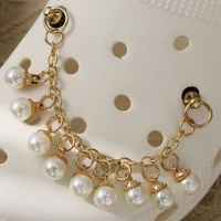 1pc heart pearl shoe chain shoe charms croc accessories metal shoe decoration for women girls shoe buckle gift new