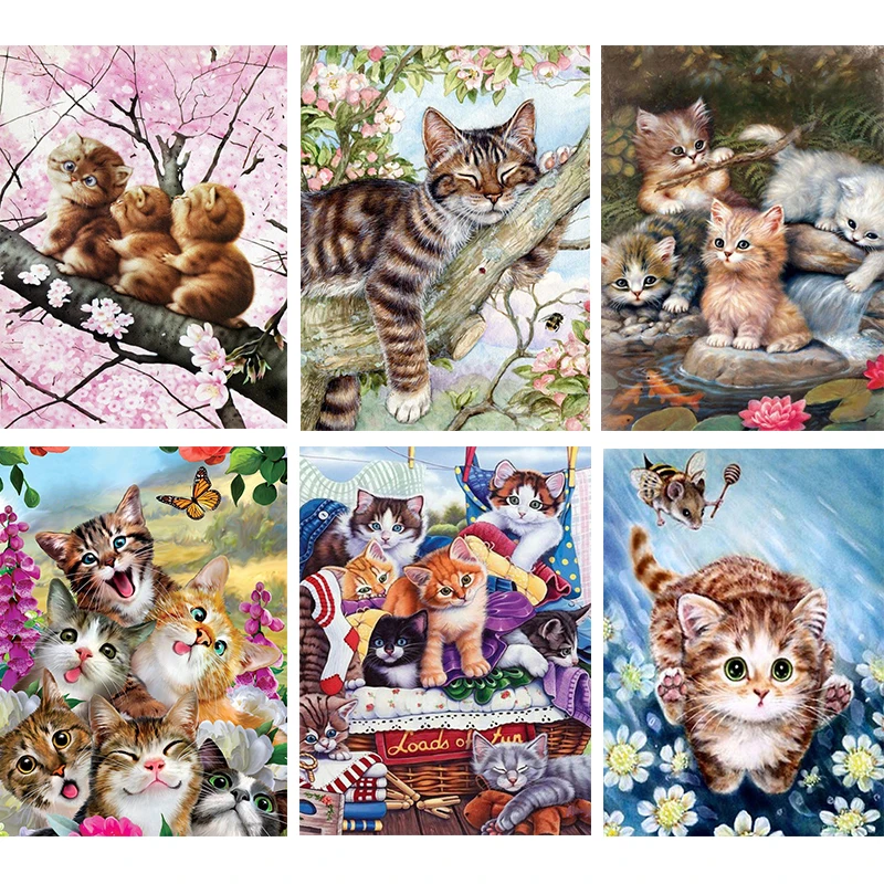 

Diamond Painting 5D Diamonds DIY Cat Cross Stitch Full Drill Embroidery Colorful Handmade Home Room Wall Decor