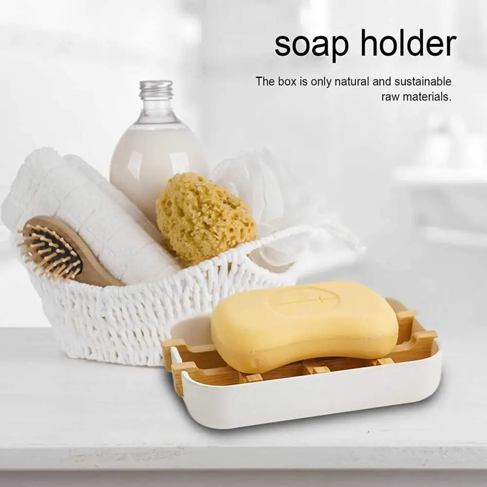 

Bamboo Fiber Shower Soap Holder Draining Box Kitchen Storage Rack Bathroom Soap Case Supplies Portable Bar Soap Box Container