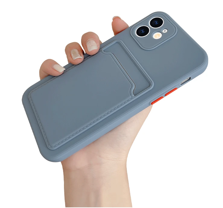 

Solid Color All-in-one Card Package Phone Case Protective Cover Soft Shell For iPhone 12 Mini 11 Pro Max XR XSMAX X SE2 8 7 Plus