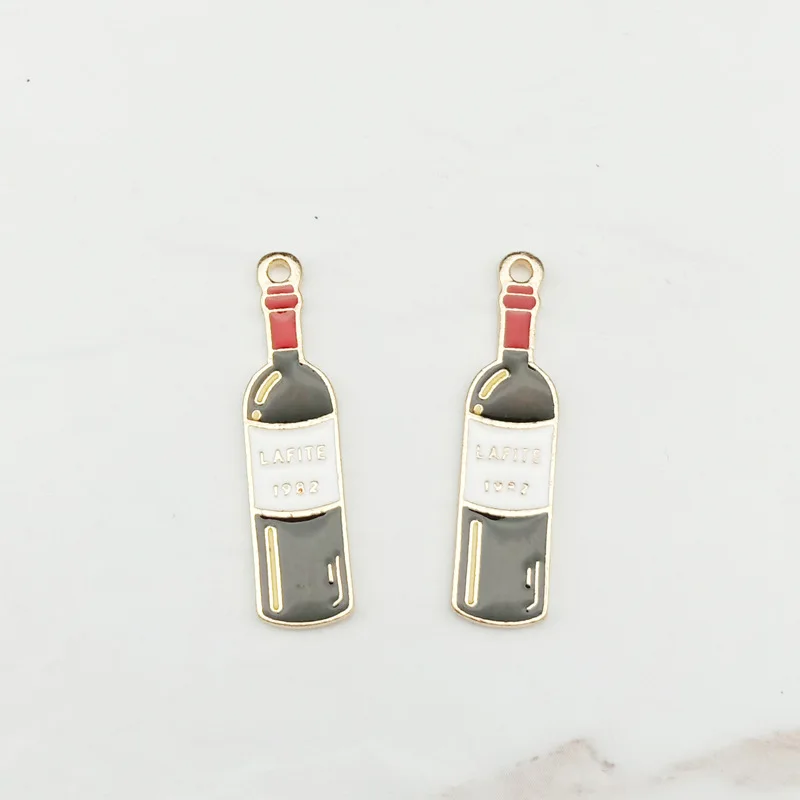 10 шт./упак. в форме бокала с красным вином напиток эмаль подвески металлические