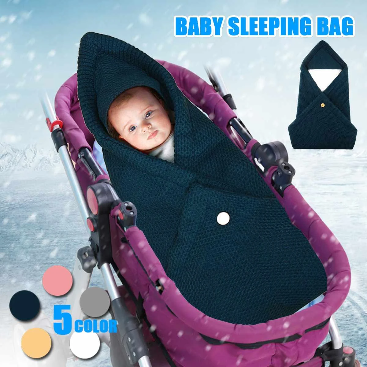 

Мягкий для новорожденных вязаный Одеяло Пеленальный спальный мешок для детей ясельного возраста со спальным мешком коляска Обёрточная бум...