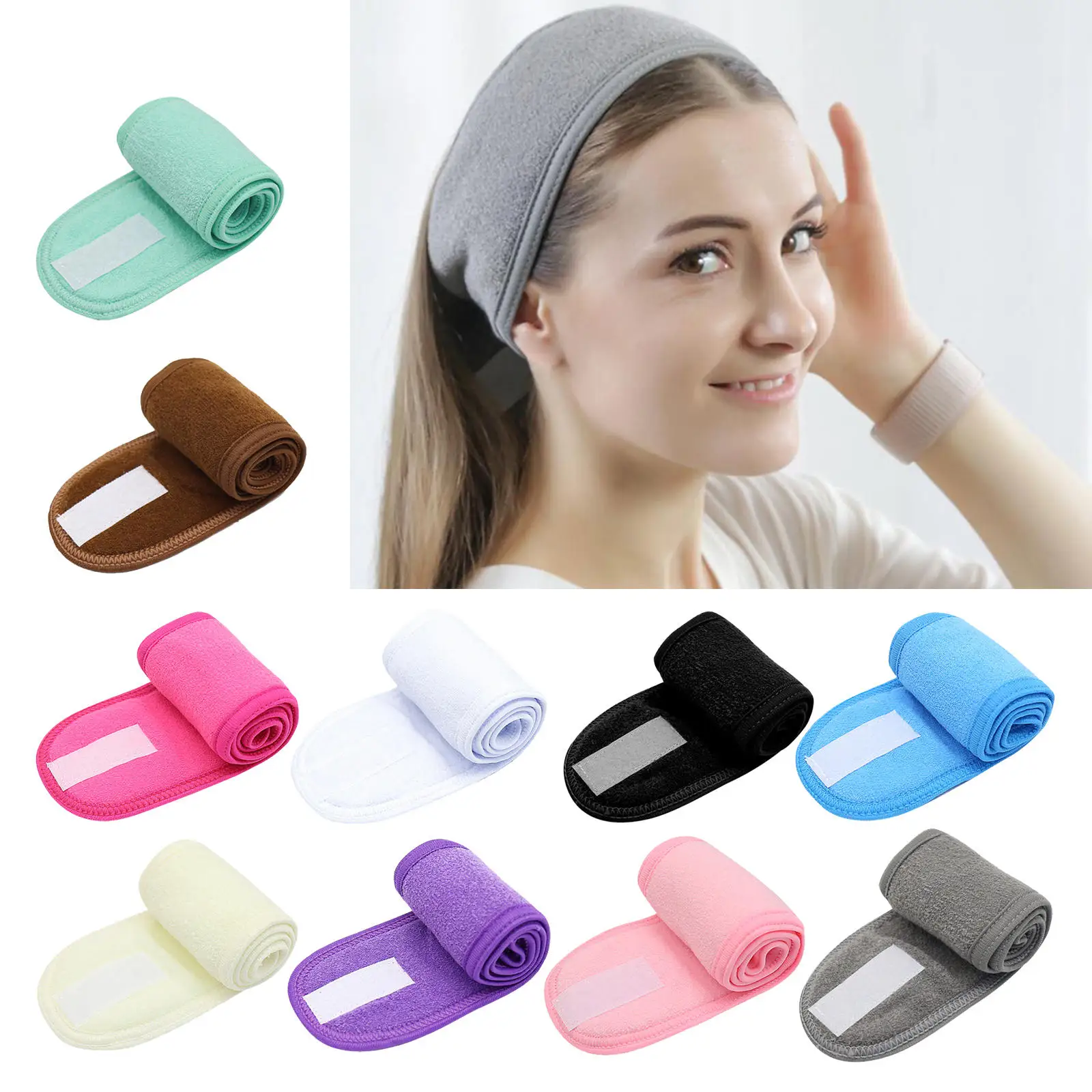 

Регулируемая повязка на голову для лица, спа-повязка для мытья лица, для ванны, спа, регулируемое полотенце, для йоги, банный ободок
