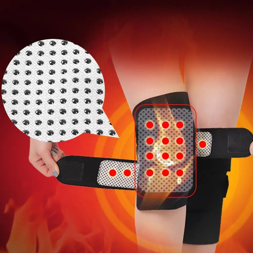 1Pair Adjustable Tourmaline Self-heating Magnetic Therapy Knee Protective Belt Arthritis Knee Massager Knee Brace Support Pads
