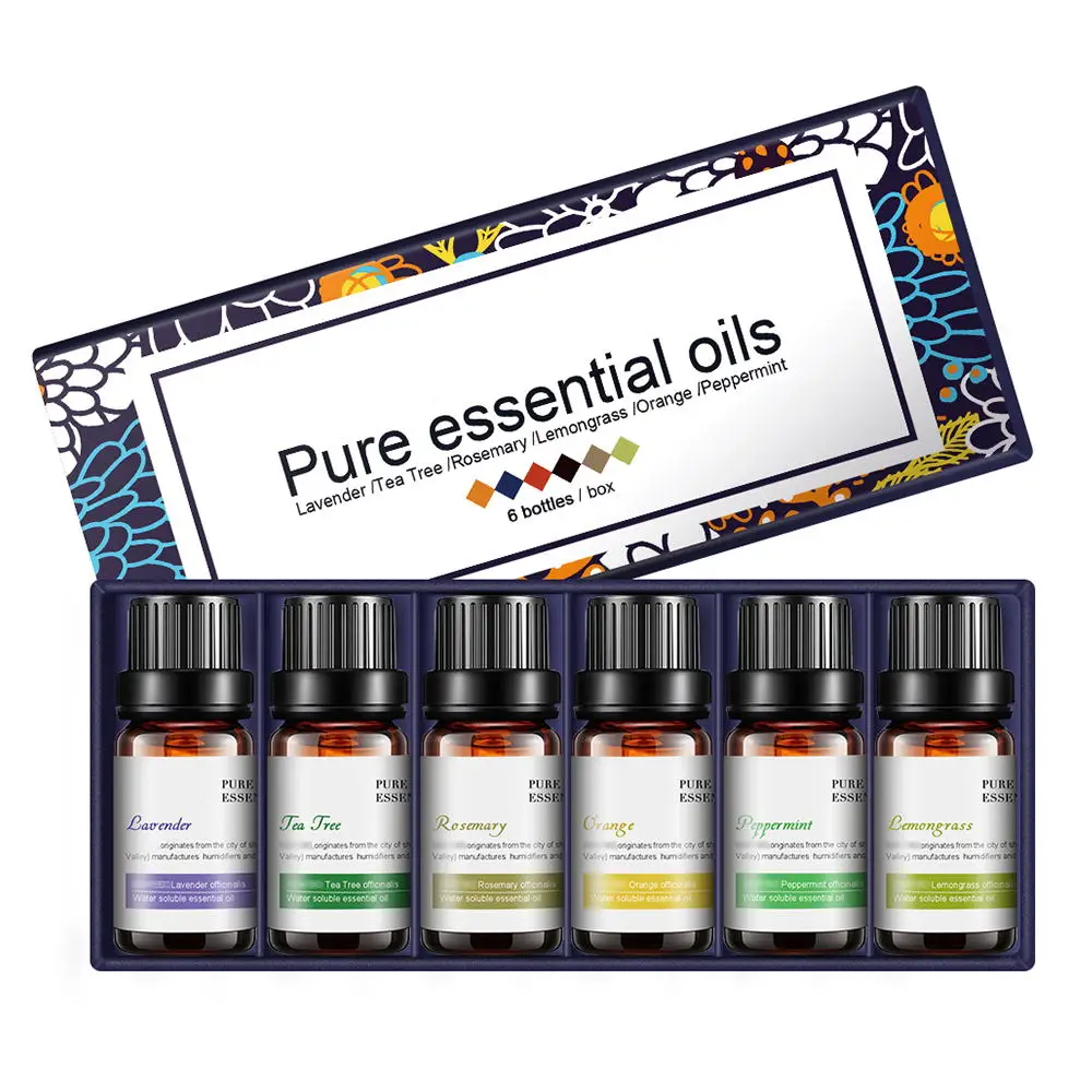 Essential Oils for Diffuser Aromatherapy Oil Humidifier 6 Kinds Fragrance of Lavender Tea Tree Rosemary Lemongrass Orange | Бытовая
