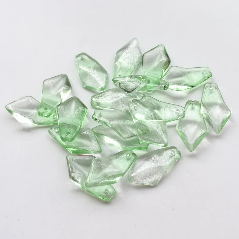 

20 Pieces 12x24mm 03# Gradient Green Czech Glass Flower Beads Sew On Rhinestones Glass Stone DIY Jewelry Accessories Findings