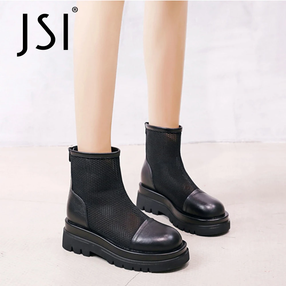 

Женские сетчатые ботинки JSI, из натуральной кожи, на платформе, с круглым носком, дышащие, летние, VO189, 2021