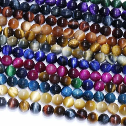 Бусины из натурального камня AAAAA цвет синий/зеленый тигровый глаз нитка 4 6 8 10 12 мм