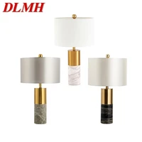 dlmh modern table lamp marble bedside led desk light luxury creative decorative for home bedroom living room office hotel