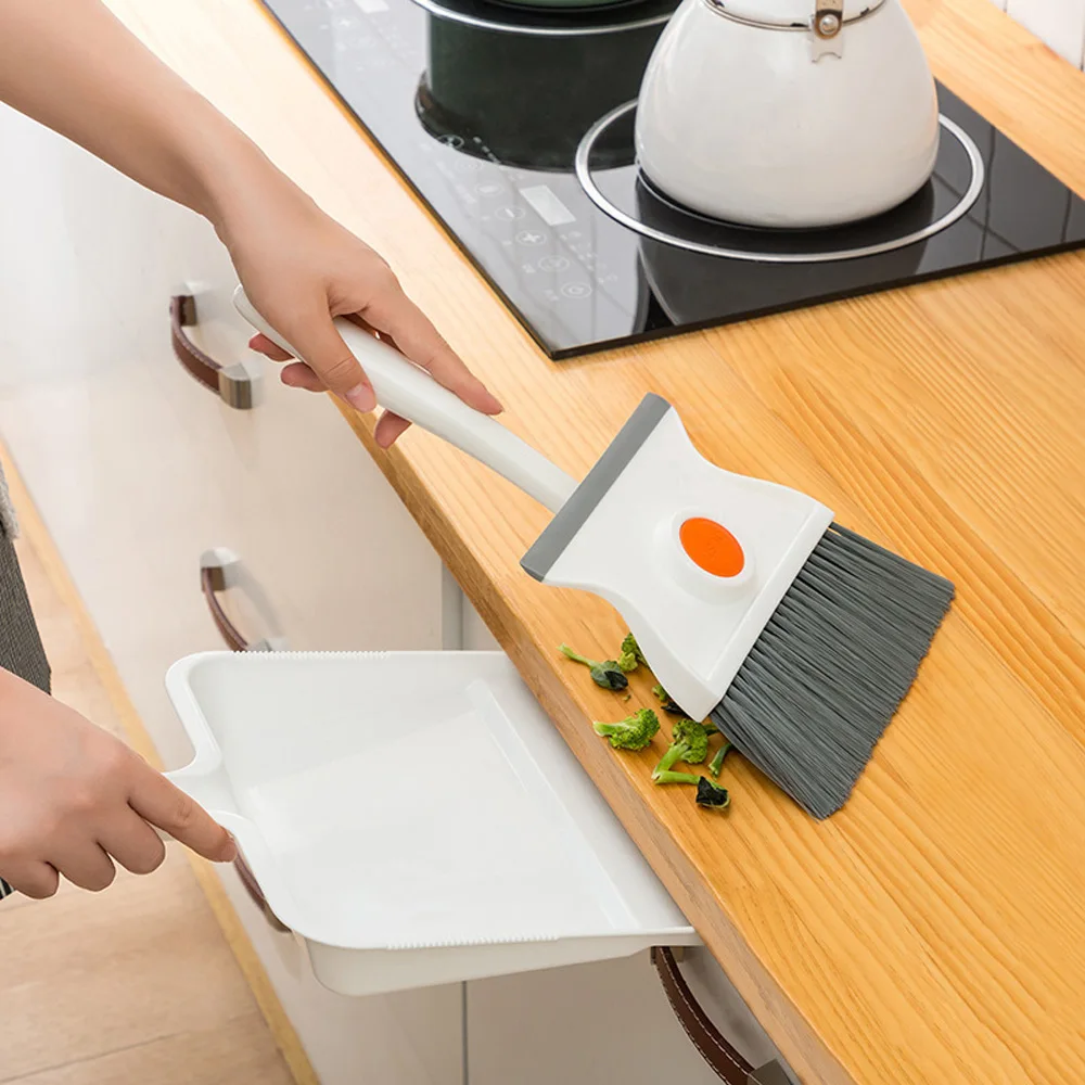 

2 in 1 Broom Dustpan Set Mini Double-head Desktop Dust Sweeping Garbage Shovel Cleaning Brush for Dry and Wet Home Cleaning Tool