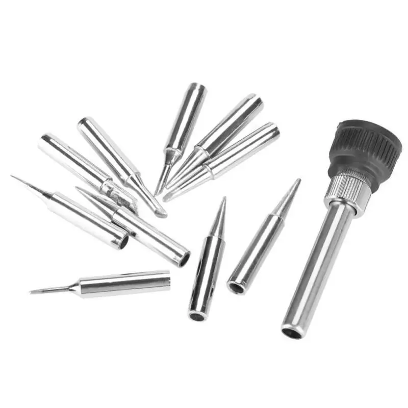 

Soldering Iron Tips 11pcs Copper Silver Iron Tips Head 900M-T Soldering Iron Tips Metalworking For 936 Soldering Station