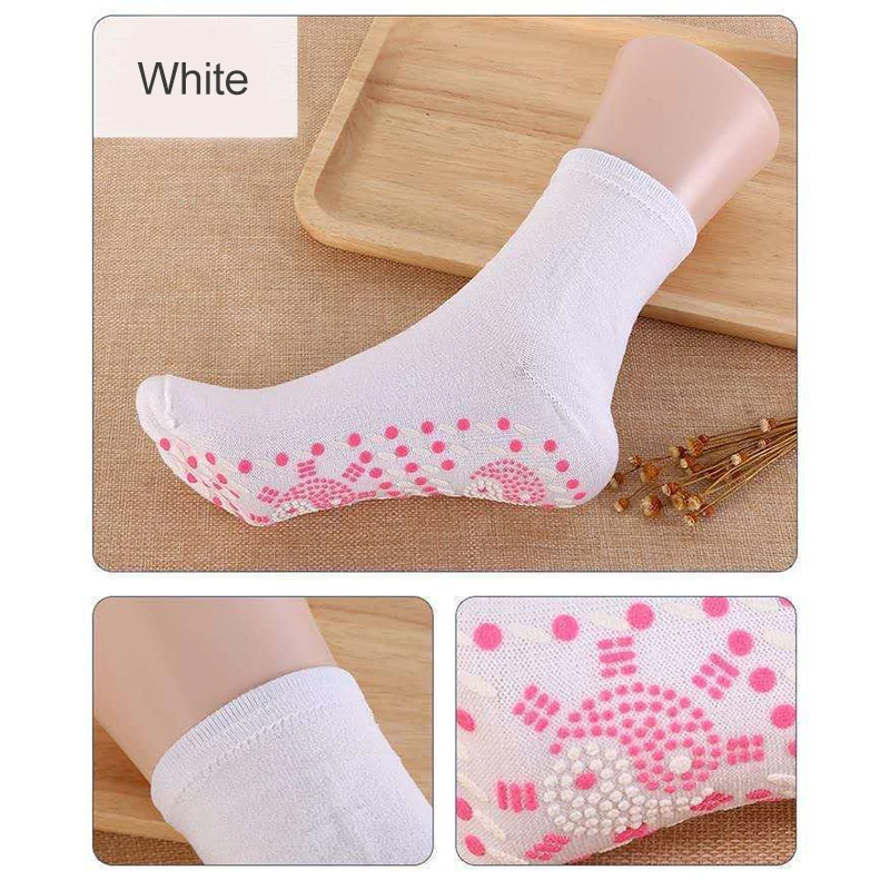 Новые нагревающиеся носки с массажными точками на подошве, противоскользящие, зимние, теплые, с изоляцией от холода, выше щиколотки, для холодных ног.