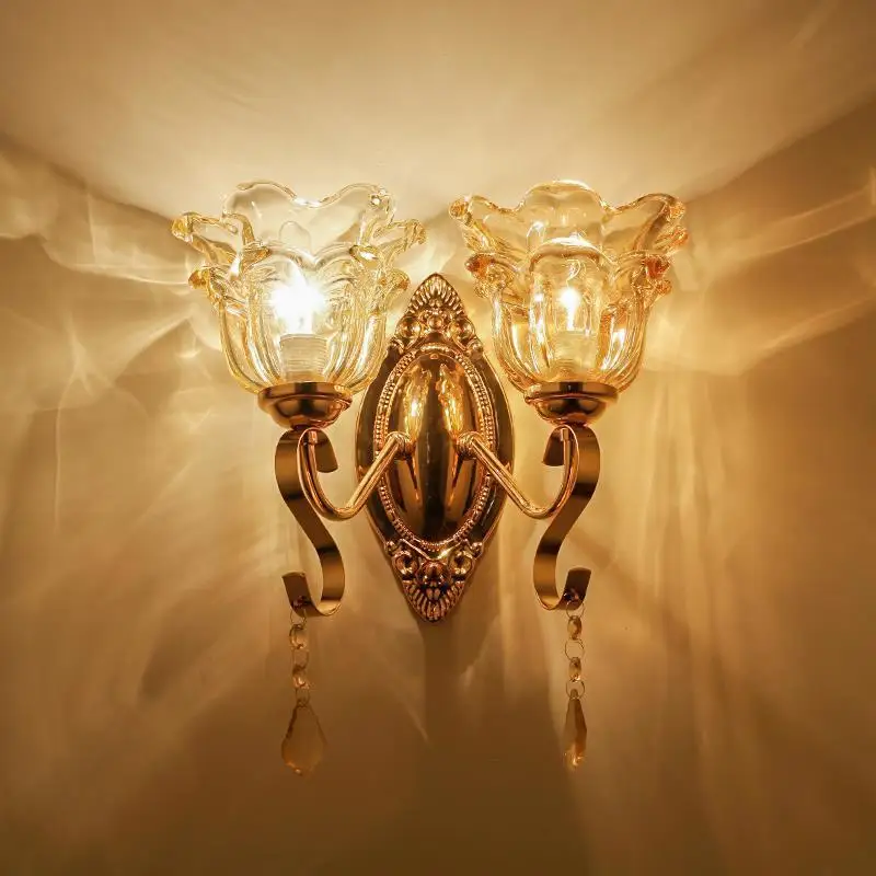 

Kinkiety Vintage Lamp Cama Lampara De Pared Interior Applique Murale Luminaire For Home Crystal Wandlamp Wall Bedroom Light