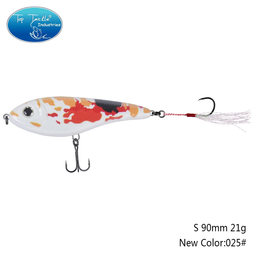 90mm 21g 025 90 мм 21 г цвета от 001 до 035 Тонущая Мускусная Щука искусственная рывковая приманка с одним крюком перьевая приманка для рыбалки - Цвет: 90mm 21g 025