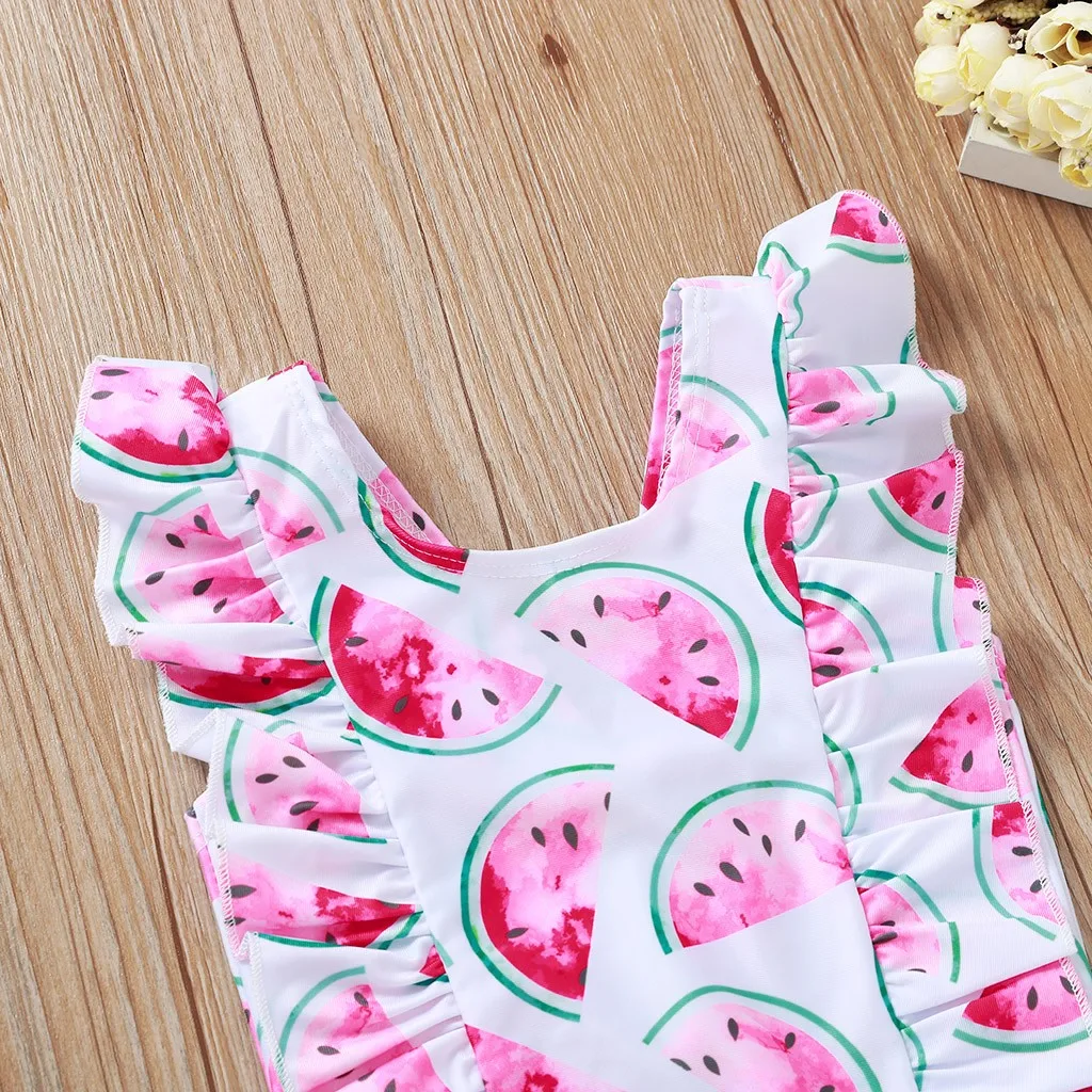 Летнее бикини с леопардовым принтом для маленьких девочек Цельный купальник