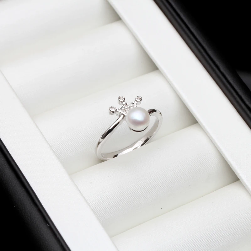 Корона кольцо с натуральным жемчугом свадебное Настоящее пресноводное