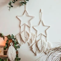 nordic woven wall hanging decoration home living room hanging ornaments kids room decorative stars leaf shape wind chimes