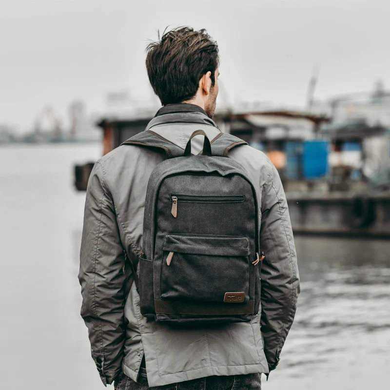 

WOHLBEGE Canvas Backpack Large Capacity School Bag for Teenager Casual Men Women Backbags Multi-pocket Travel Rucksack