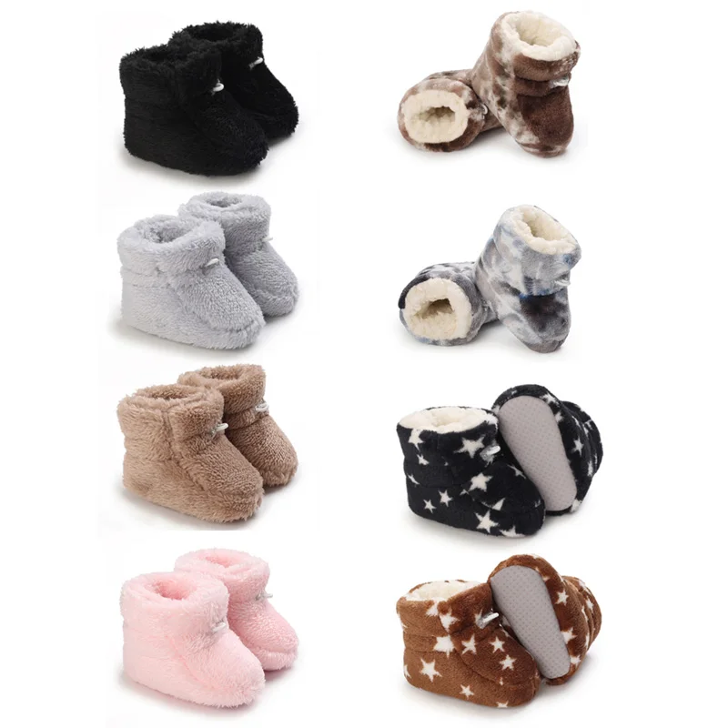 

Baby Winter Boots Baby Girl Boys Warm Fluffy Snow Booties Solid Fashion Toddler Fuzzy First Walkers Kid Shoes 0-18M