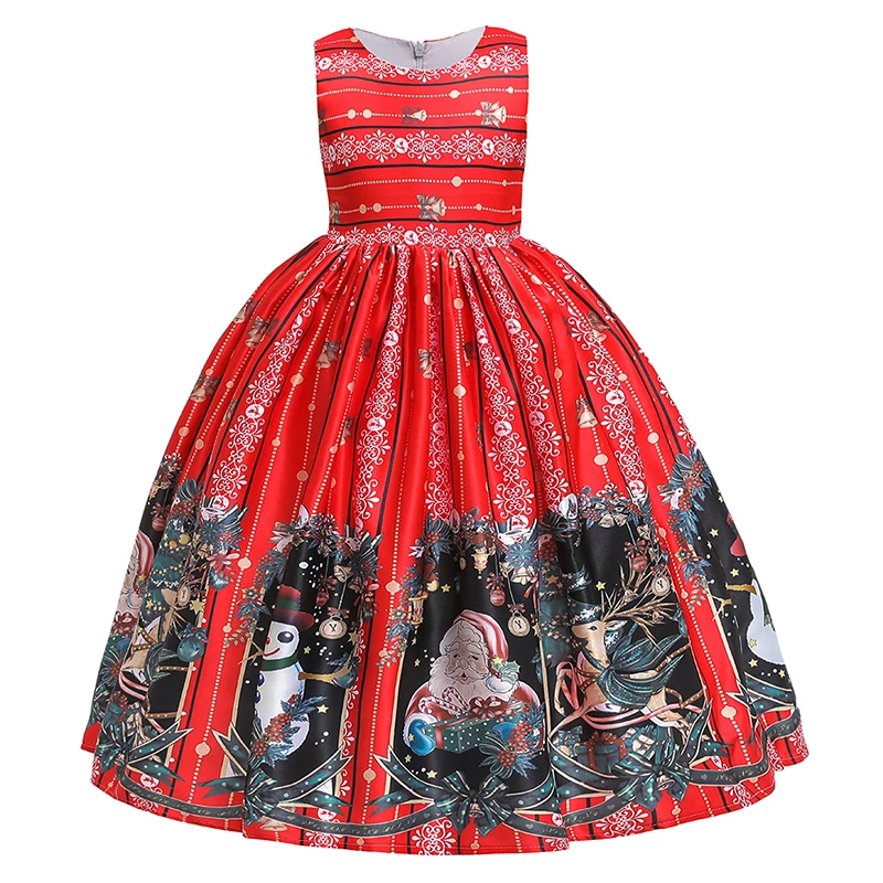 2021New Baby Girl Christmas Dress Princess Elegant Party Child Print Tutu Evening 4-14years | Детская одежда и обувь