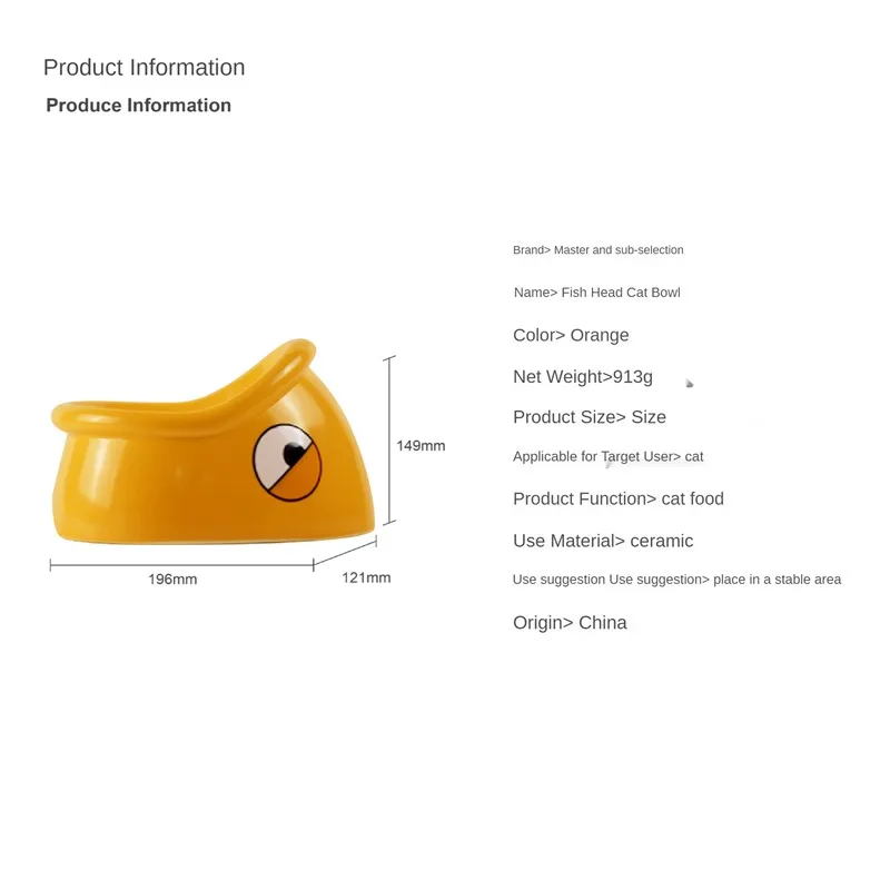 

Pet Ceramic Cat Bowl Neck Protection Anti Overturning Food Dog Products
