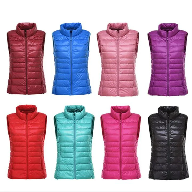 

Ultra Light Thin Down Coat Women Winter Stand Collar Slim Jacket Waterproof Warm Waistcoat Sleeveless Portable Duck Down Vest