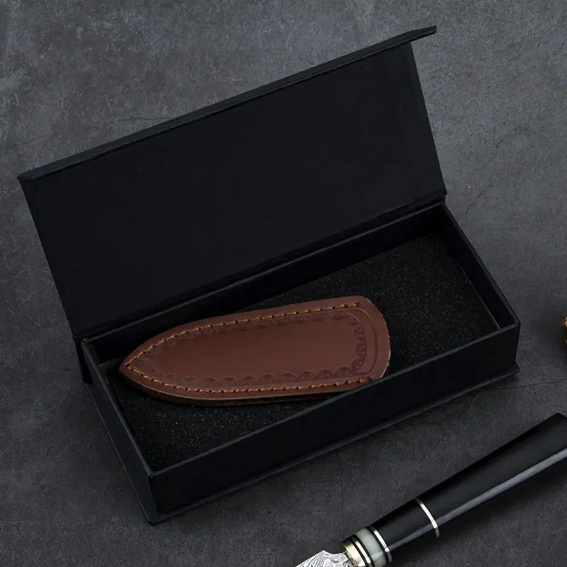 

Damascus steel red sandalwood tea knife tea cone tea needle white tea hand-opened knife fixed blade damask knife case