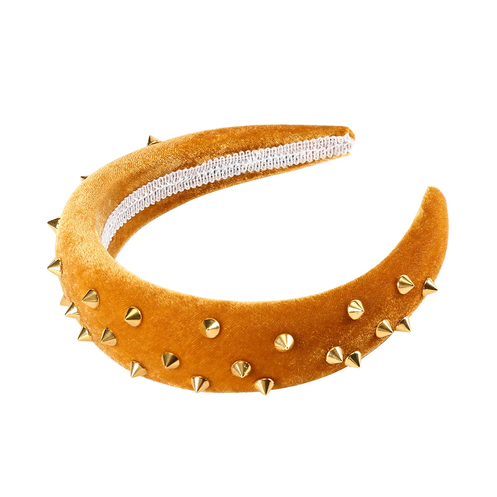 Женский ободок для волос MOLANS однотонный с заклепками золотого цвета модная