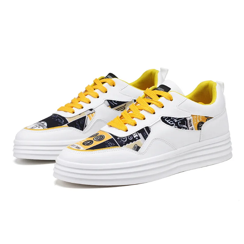 Mens Casual Shoes Hot Sale Graffiti Print Trend Breathable Running Sports Men's Youth Korean Platform Sneakers Men Zapatos | Обувь