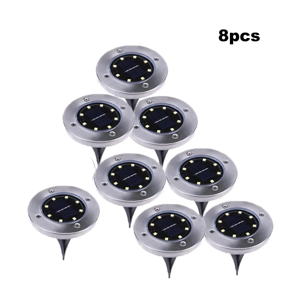 

2-8pcs 8 led Solar Buried Light 1pcs Waterproof Underground Lamp Garden Floor Deck Lights for Yard Driveway Terrace Stairs Lawn