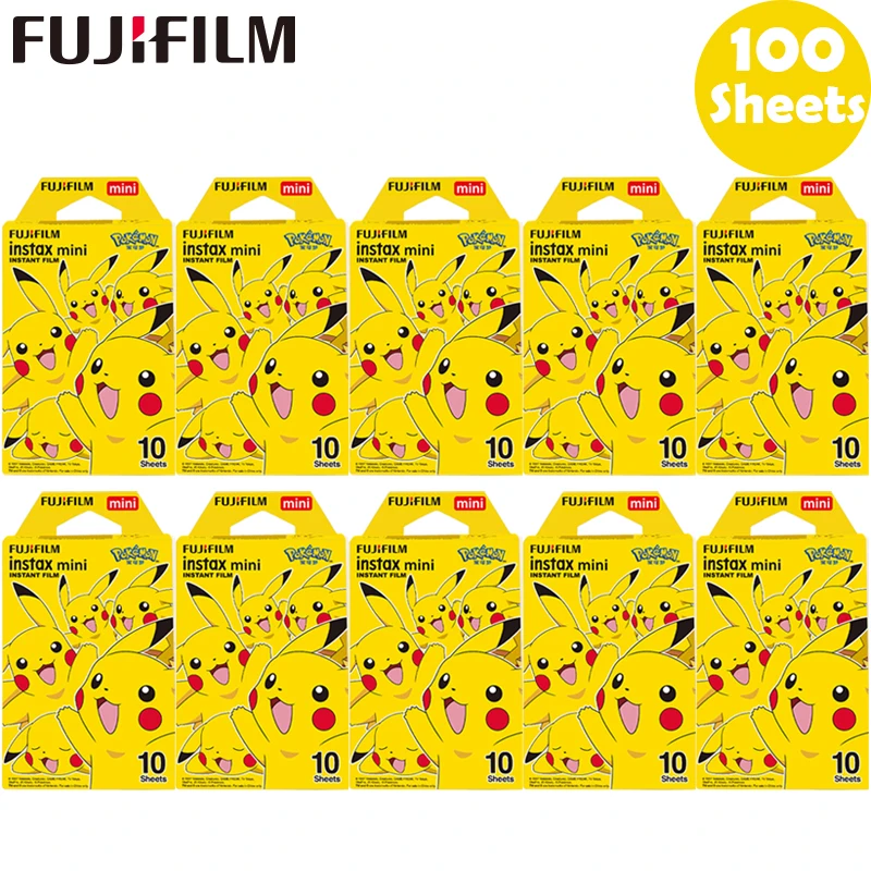 10 100 листов Fujifilm Instax Mini с изображением покемонов пленка для Fuji 11 фотоаппаратов