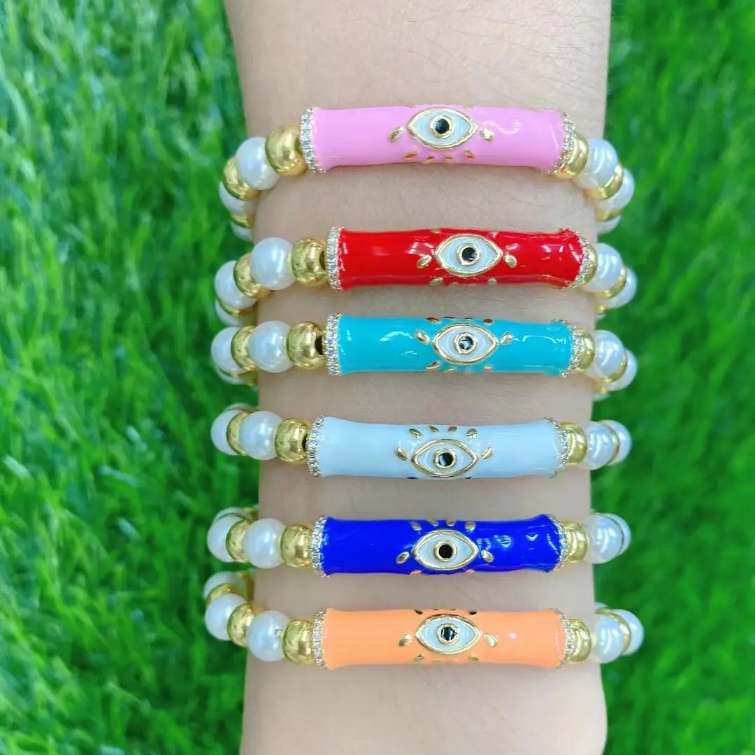 

5 шт., богемный соединитель трубки сглаза с жемчужинами и браслеты для женщин, ювелирные изделия, панк
