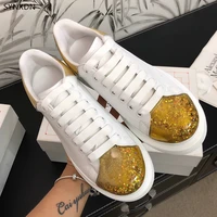 casual comfy brand real leather white trainers chunky heels womens platform sneakers star flowing sands designer sports shoes