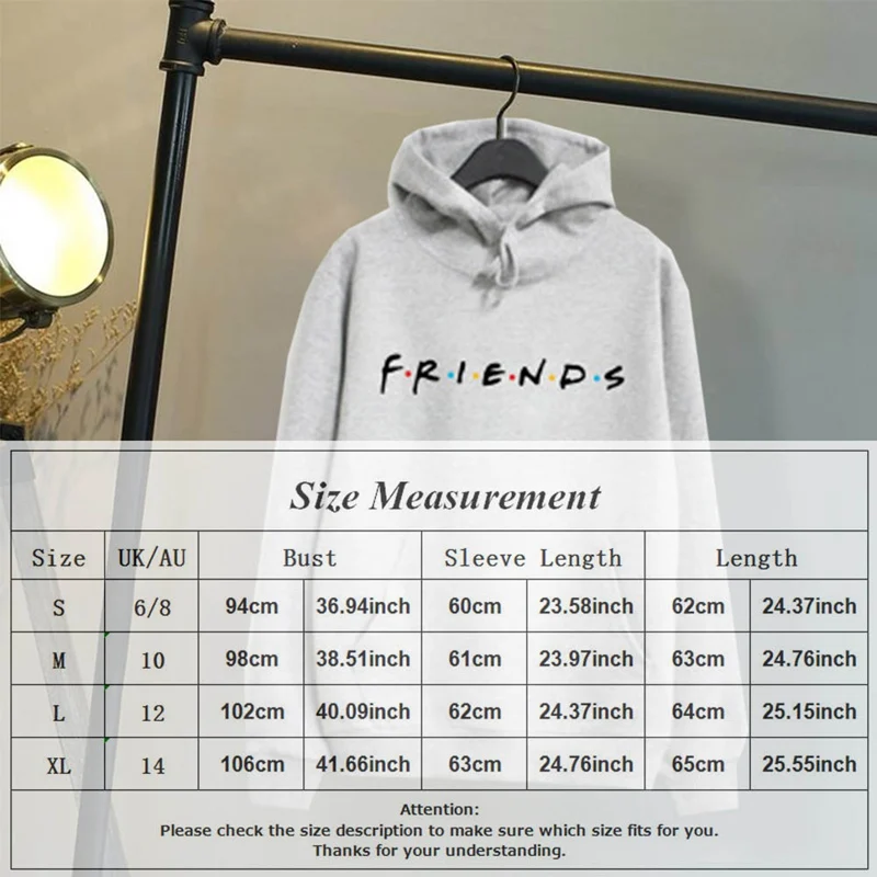 

Spring Friends Letter Print Hoodies Women Sweatshirts Harajuku Hooded Sweats Long Sleeve Women's Clothing Teens Girls