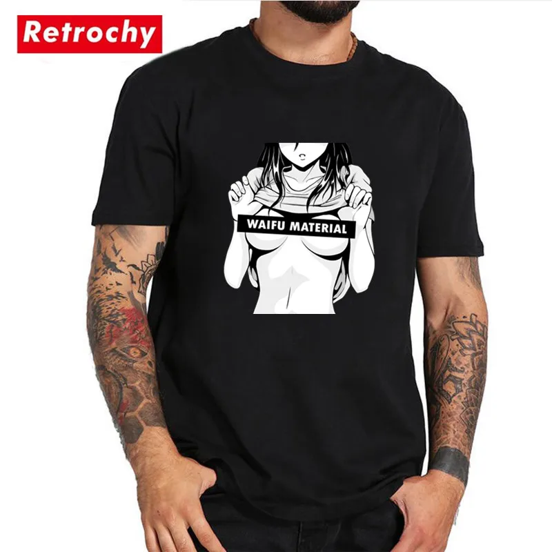 Футболки из материала Waifu сексуальная мультяшная футболка Otaku с милой девушкой